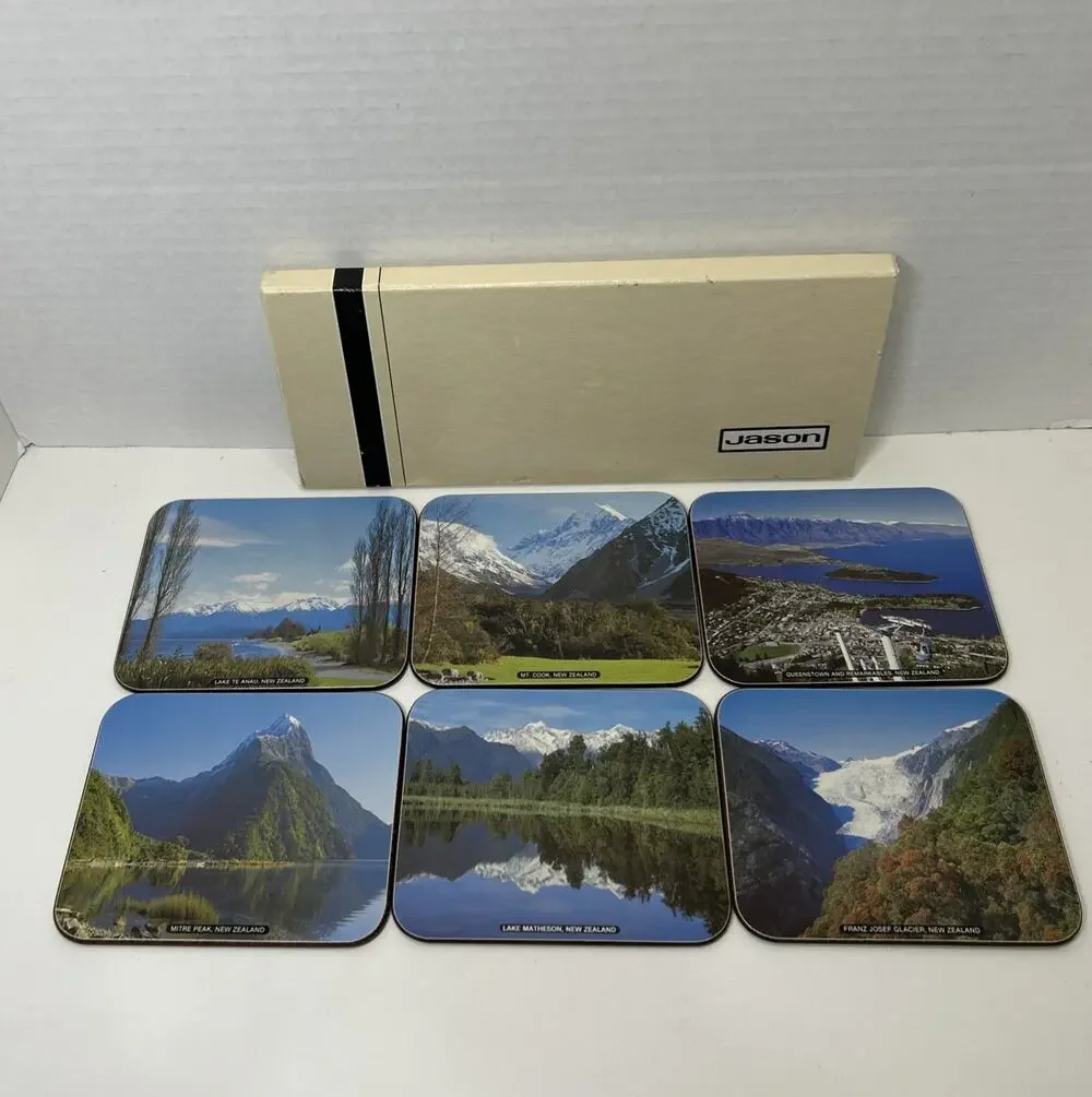Vtg Jason Cork 6 Coasters New Zealand-South Island Scenic Views Souvenir In Box